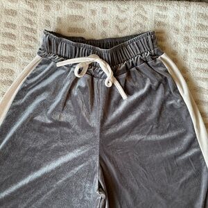 Gray and Cream Velvet Joggers